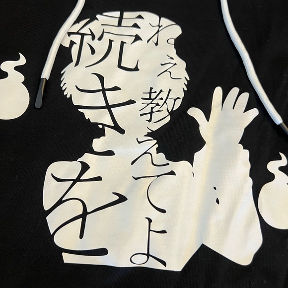 New Monmoe Anime Hoodie Size XL Mens Unisex Black White Fall Winter Sweatshirt - Picture 6 of 9